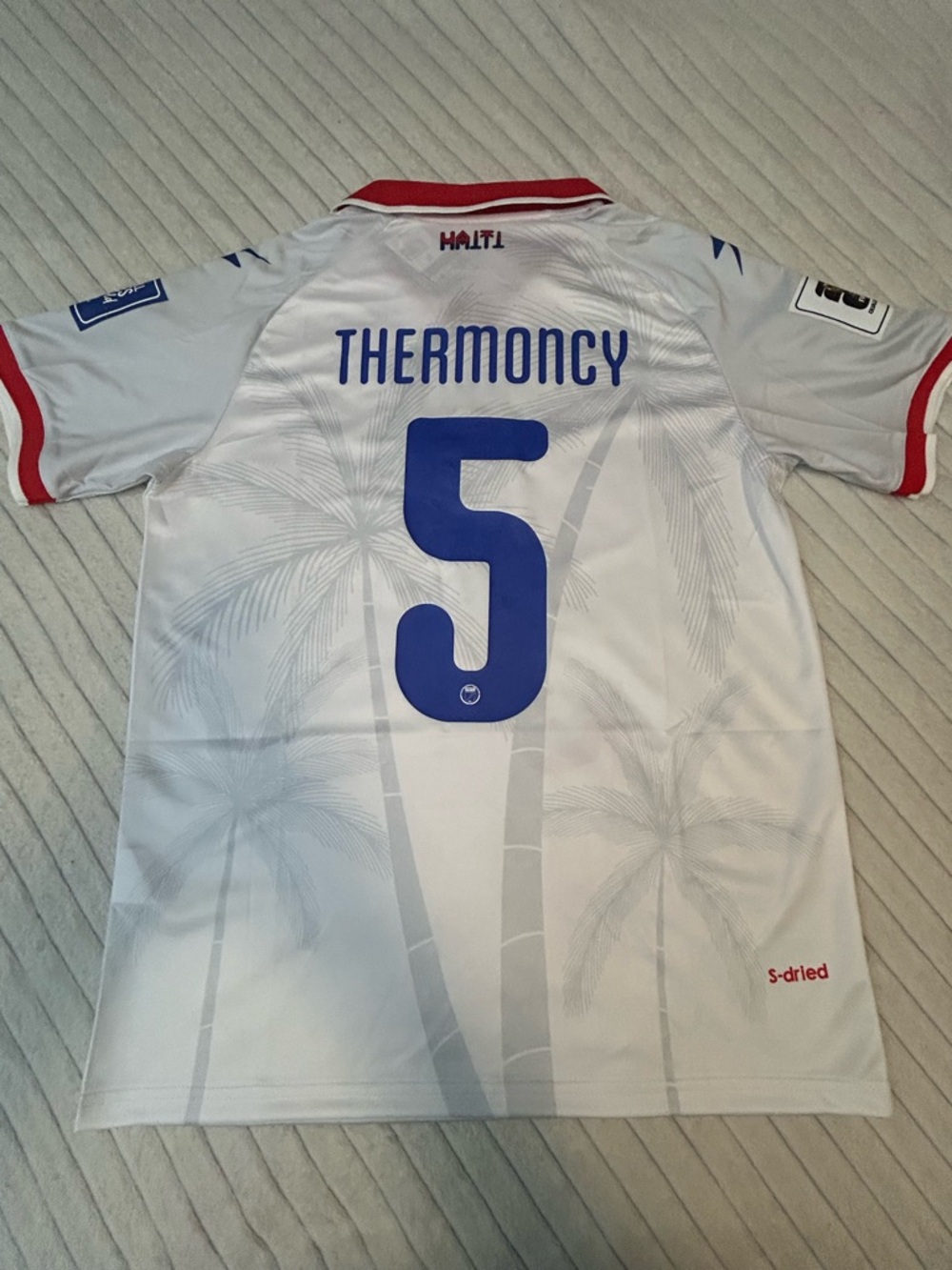 Men’s White and Red Football Jersey - Number 5